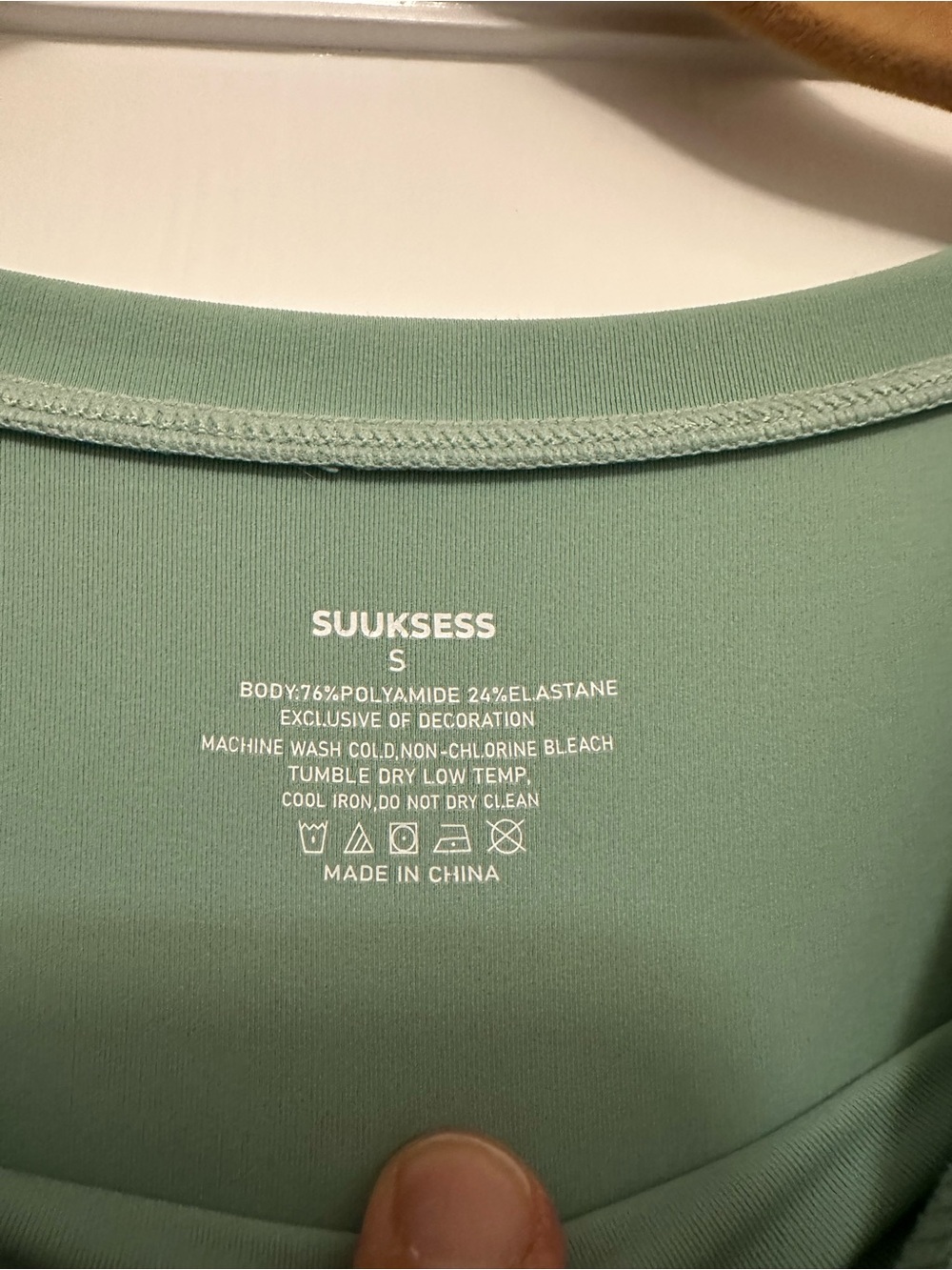 SUUKESS Women's Short Sleeve Fitted Tee in Sage Green - Picture 2 of 3